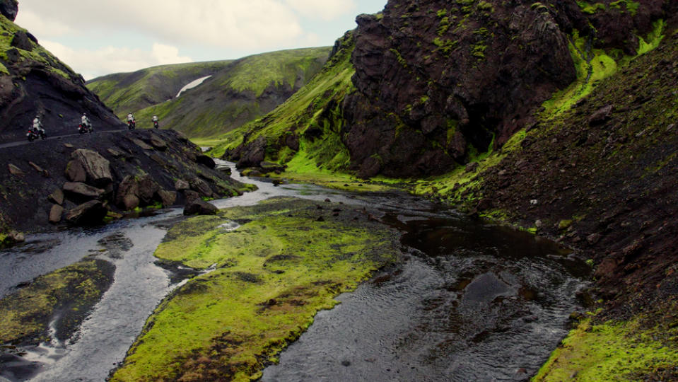 Motorcyclists participating in the Dainese Expedition Masters Iceland tour.