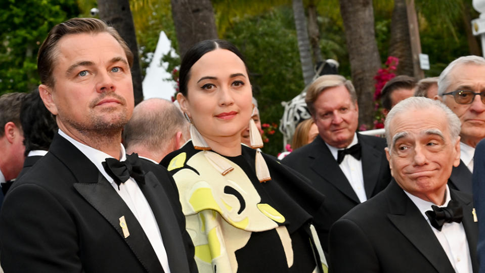 Leonardo DiCaprio, Lily Gladstone and Martin Scorsese