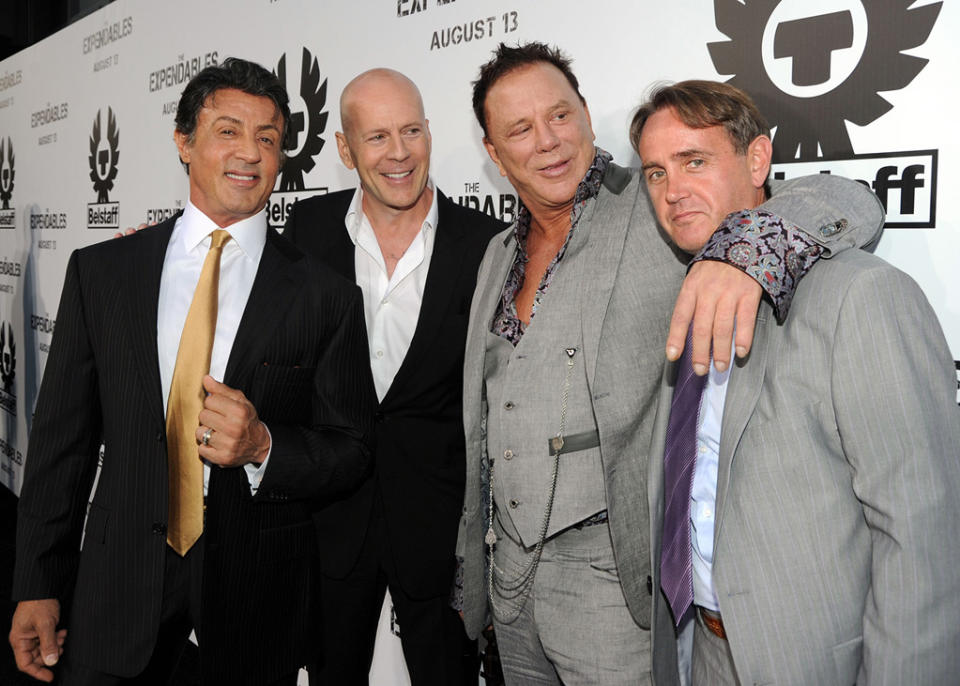 The Expendables LA Premiere 2010 Sylvester Stallone Bruce Willis Mickey Rourke Kevin King