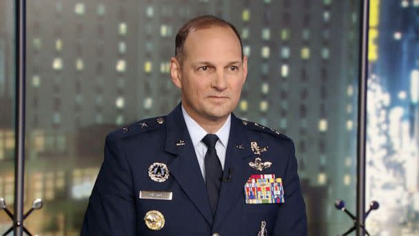PHOTO: Space Force Major General John Olson is shown during an interview with ABC News' Linsey Davis. (ABC News)