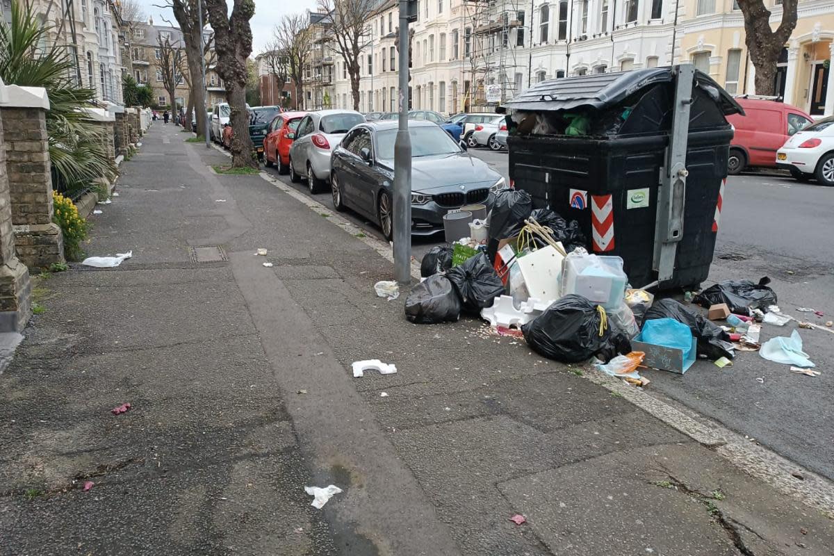 Residents are frustrated at rubbish piling up again in the city. Pictured is Tisbury Road in Hove on Tuesday <i>(Image: The Argus)</i>