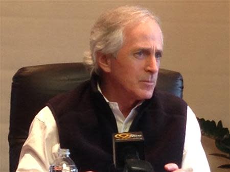 U.S. Senator Bob Corker speaks to the media in Chattanooga, Tennessee February 11, 2014. REUTERS/Bernie Woodall