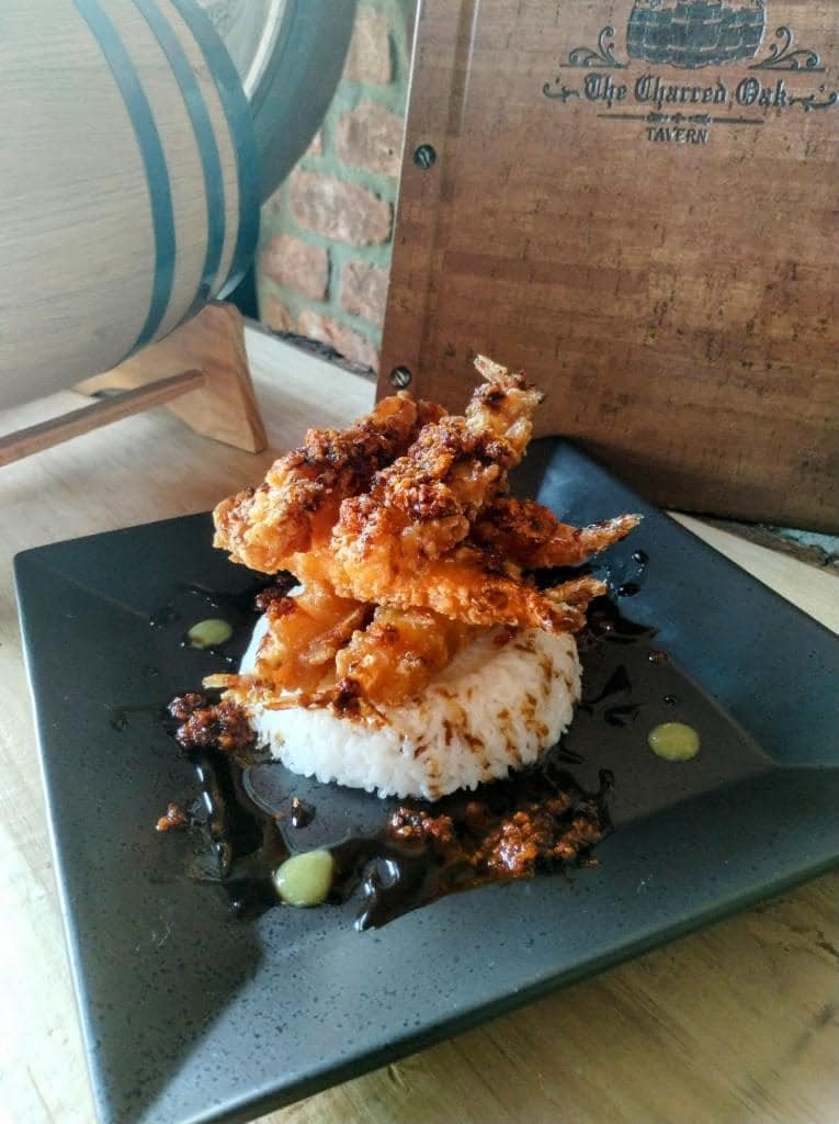 Taste test the Korean Shrimp Tempura at The Charred Oak Tavern.