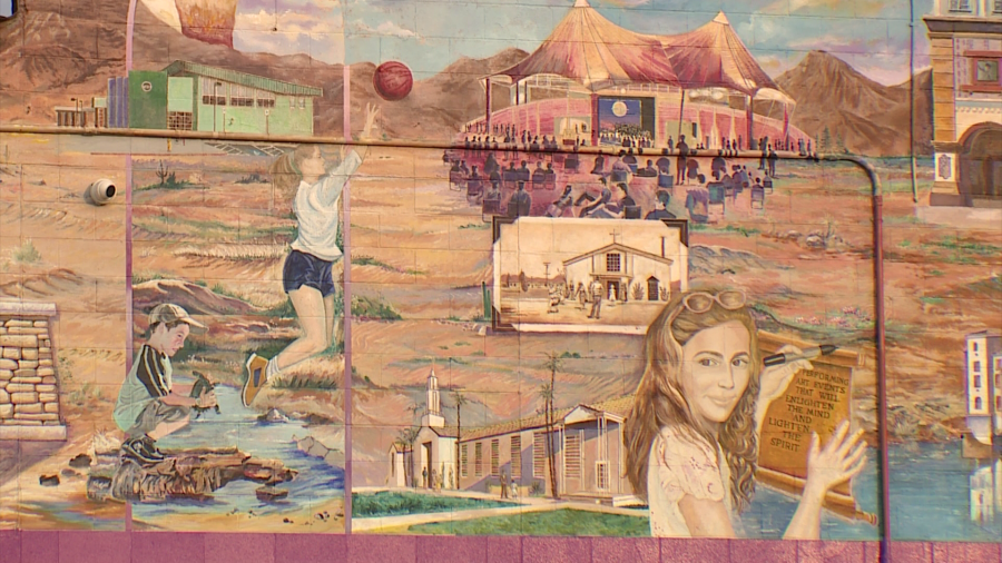 Photo shows Aldama's historic mural. (KLAS)