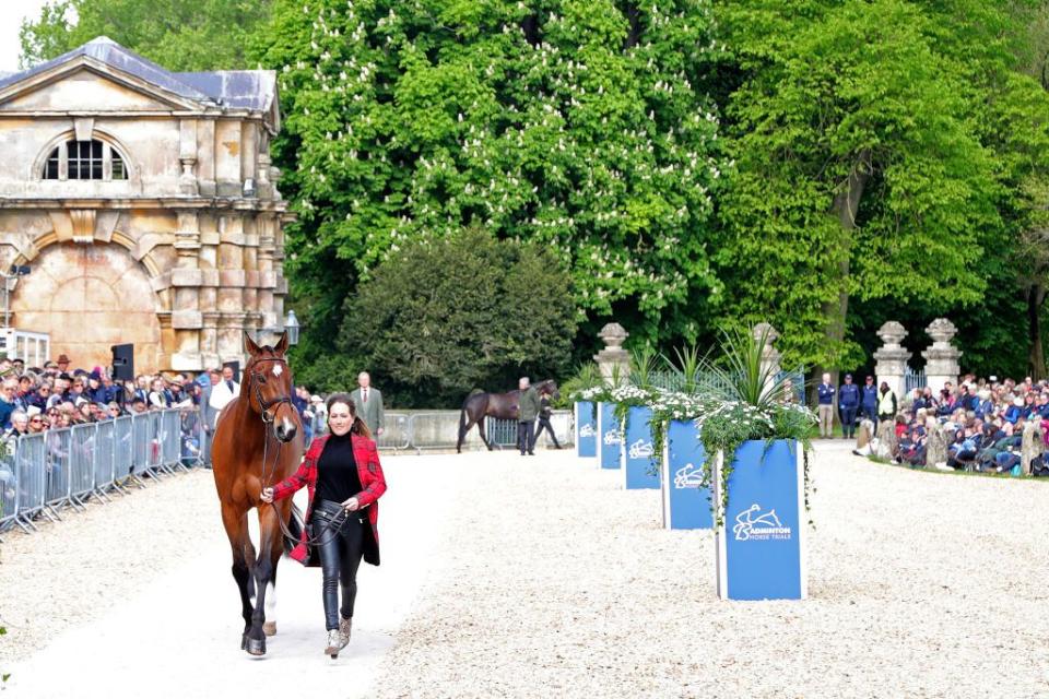 laura collett and london 52 are accepted at the second inspection during the show jumping event at badminton horse trials, badminton house, badminton on sunday 8th may 2022 photo by jon bromleymi newsnurphoto via getty images