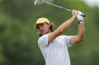 Tommy Fleetwood tees off on the second hole during the third round of the Valspar Championship golf tournament Saturday, March 18, 2023, at Innisbrook in Palm Harbor, Fla. (AP Photo/Mike Carlson)