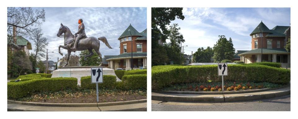 The Confederate General John B. Castleman Monument, located at Cherokee Circle, Louisville, KY. The monument was dedicated in November 1913 and removed on June 8, 2020