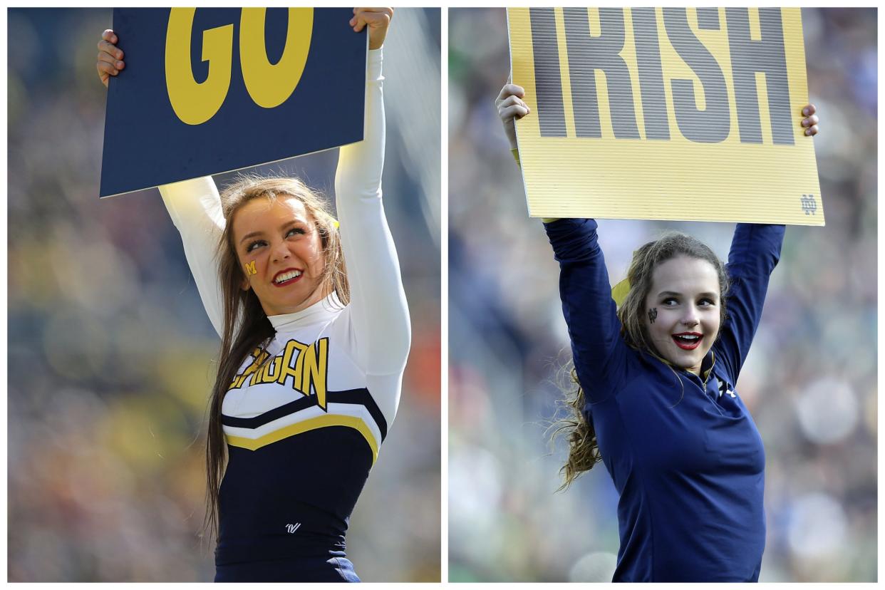 Michigan and Notre Dame cheerleaders