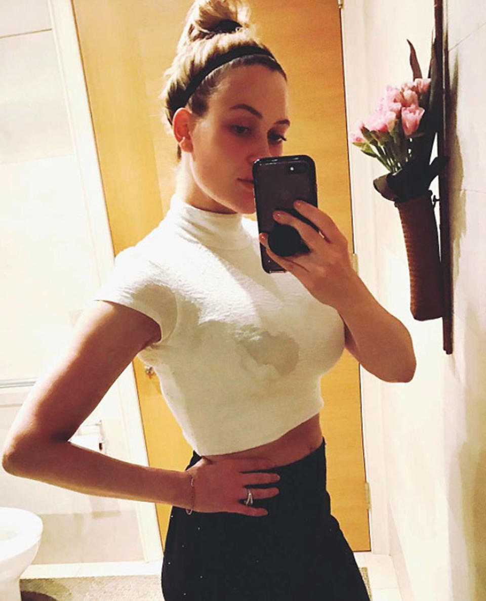 <p>As a mom to baby boy Shai, the <i>Dancing with the Stars</i> pro has encountered many new things, including breastfeeding with "leaking boobies." <span>Murgatroyd shared the moment</span> with her Twitter followers after posting a mirror selfie. "Oh the joys of motherhood Leaking boobies are so NOT hot right now ... LOL #mustremembermyboobpads," she wrote.</p>