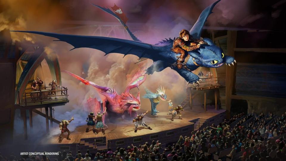 Official artwork for Unviversal Epic Universe's How to Train Your Dragon - Isle of Berk amusement park world