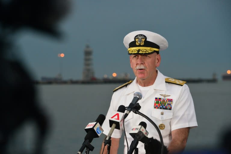 Admiral Scott Swift, commander of the US Pacific Fleet, speaks to reporters Tuesday