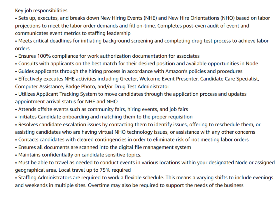 Amazon has posted its first job listing for a position at the new Tri-Cities WA warehouses. Here are some of the key responsibilities for their Staffing Administrator.