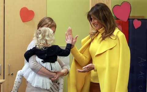 Melania Trump met children from Cincinnati Children's Hospital in February - Credit: REUTERS/ John Sommers II