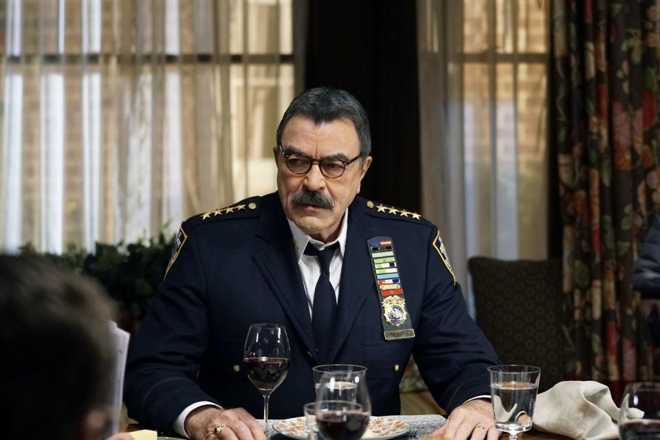 <p>Selleck was a mega-star from <em>Magnum P.I.</em> and <em>Three Men and a Baby </em>before he joined the cast of <em>Friends</em> as Monica’s more mature love interest Richard Burke. But he’s been playing the commanding Frank Reagan on the CBS drama <em>Blue Bloods</em> for so long, that it is hard to remember his funnier side.</p>