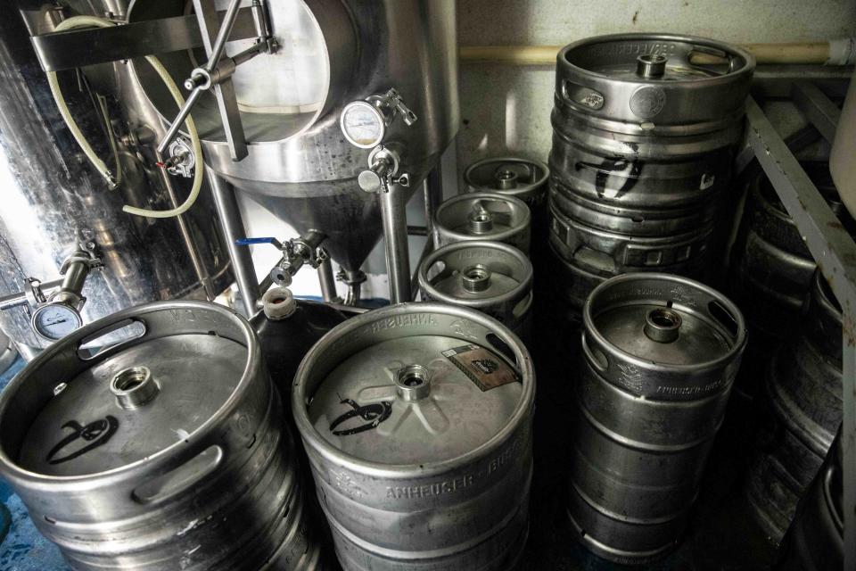 HERMOSILLO, MEXICO - MAY 15: Detail of kegs of Ocotillo craft beer ready for sale on May 15, 2020 in Hermosillo, Mexico. Considered nonessential, brewing has to stop during the coronavirus pandemic generating a temporary shortage of Mexican beers in the American market. (Photo by Luis Gutierrez/Norte Photo/Getty Images)