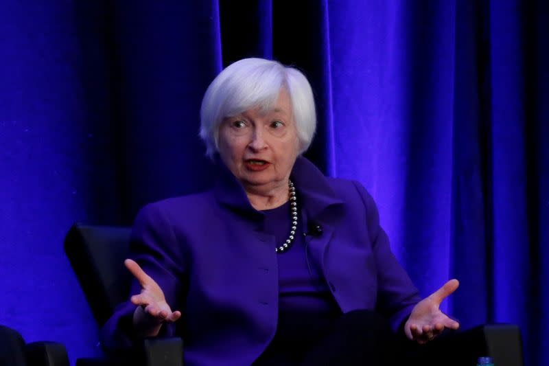 FILE PHOTO: Former Federal Reserve Chairman Janet Yellen speaks during a panel discussion in Atlanta