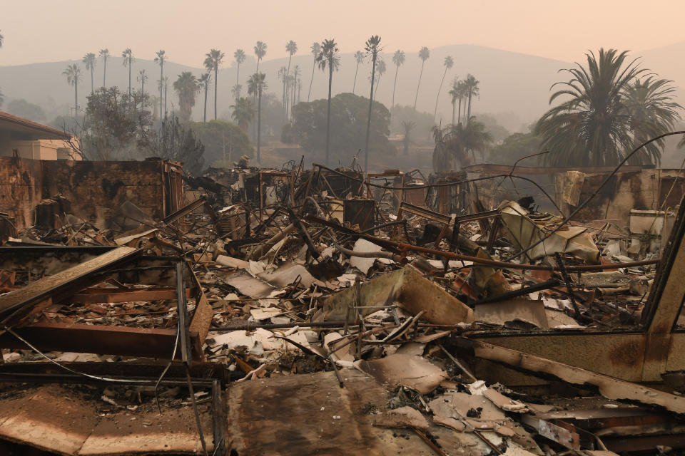 <p>The burnt-out Vista del Mar Hospital after the Thomas wildfire swept through Ventura, California, on December 6.</p>