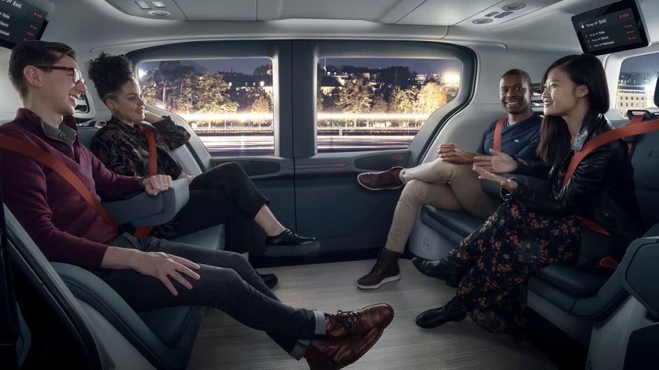 Interior view of the Origin transporting four passengers. - Courtesy General Motors