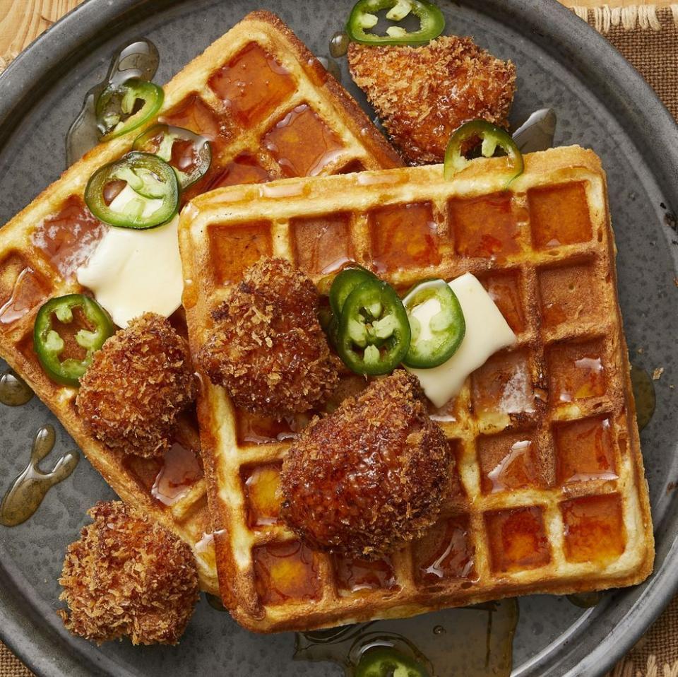 Cornbread Waffles with Spicy Chicken