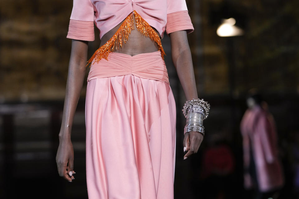 The Prabal Gurung collection is modeled during Fashion Week, Friday, Feb. 10, 2023, in New York. (AP Photo/Mary Altaffer)