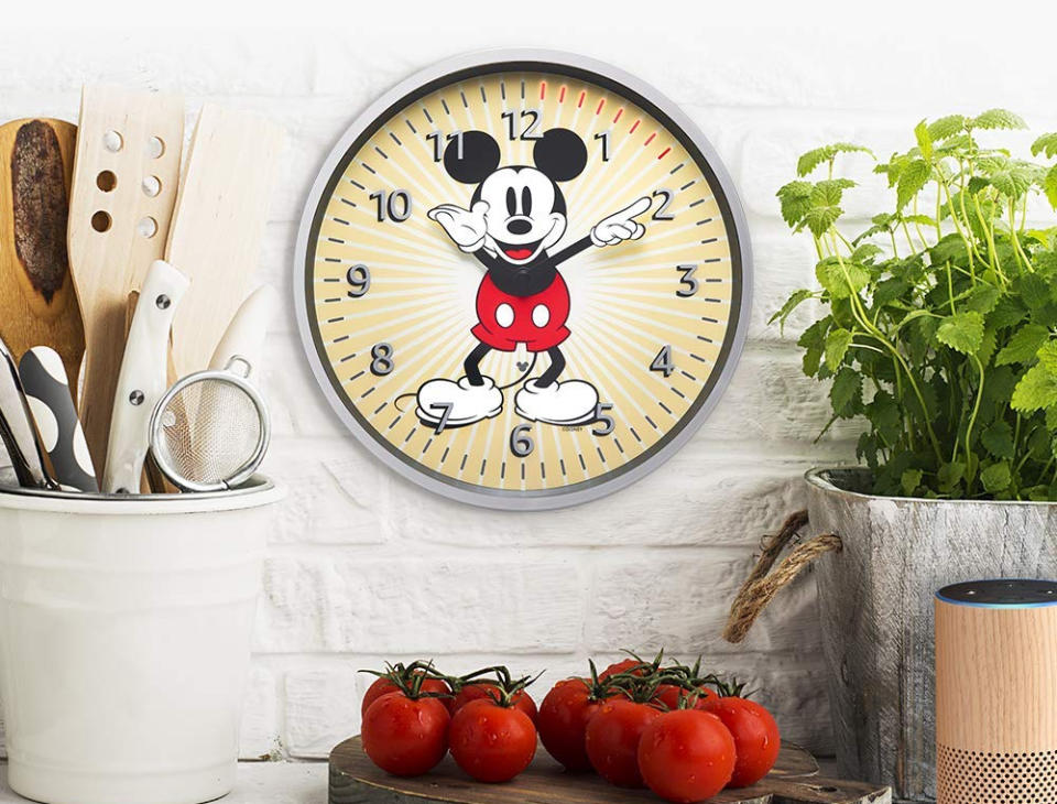 Echo Wall Clock — Mickey Mouse Edition in kitchen. (Photo: Amazon)