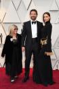 <p>The “A Star is Born” director and Best Actor nominee arrived on the red carpet with his mother, Gloria, and girlfriend, Irina Shayk. <em>[Photo: Getty]</em> </p>