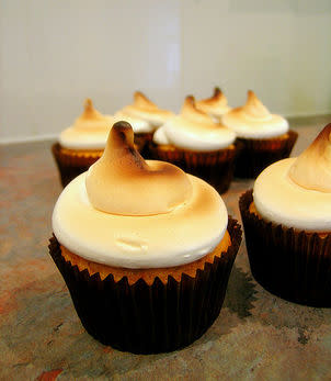 Sweet potato cupcakes with toasted marshmallow frosting