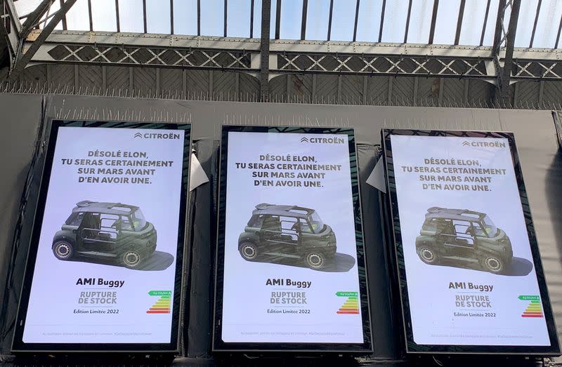 Billboards for My Ami Buggy limited edition Citroen electric small car in Paris