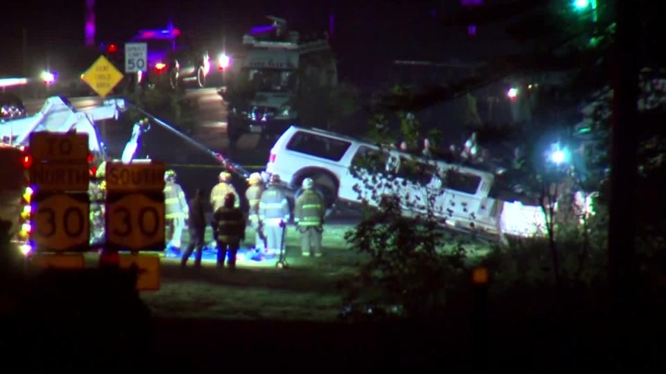 The scene in upstate New York after a limousine crashed killing 20 people. Source: CBS2