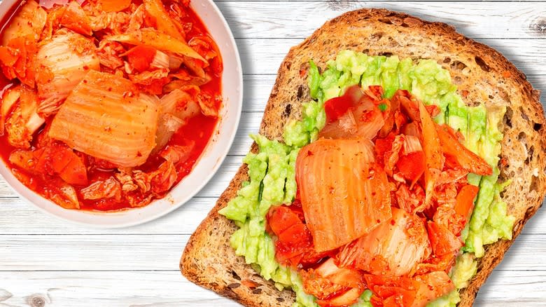 kimchi on avocado toast