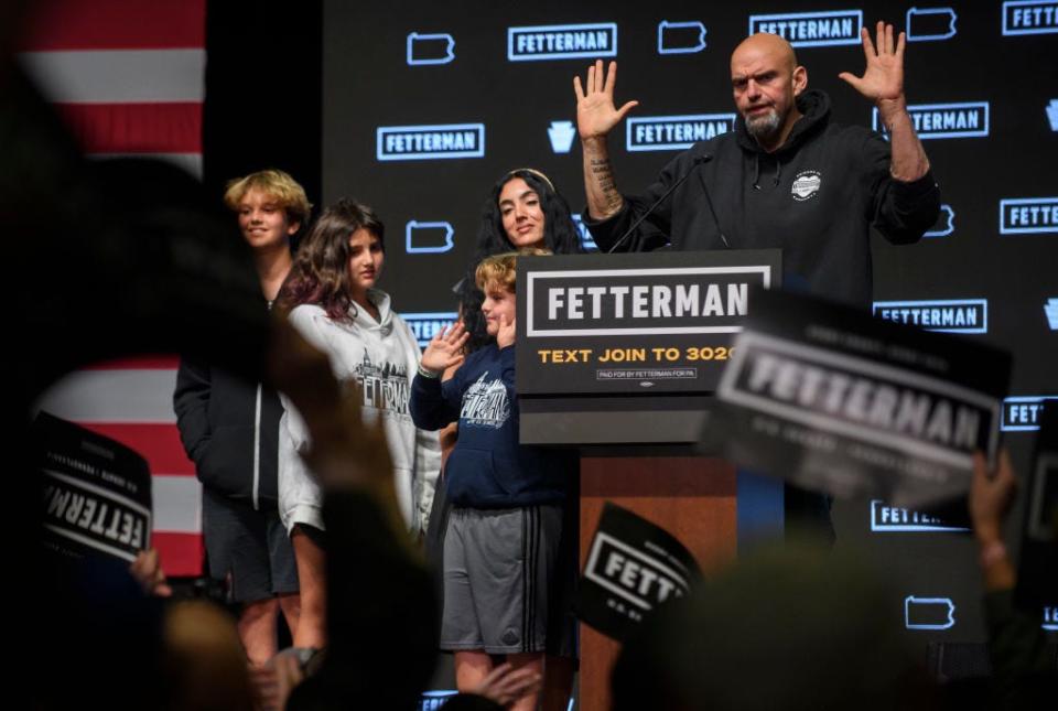 John Fetterman and his family on election night in November 2022
