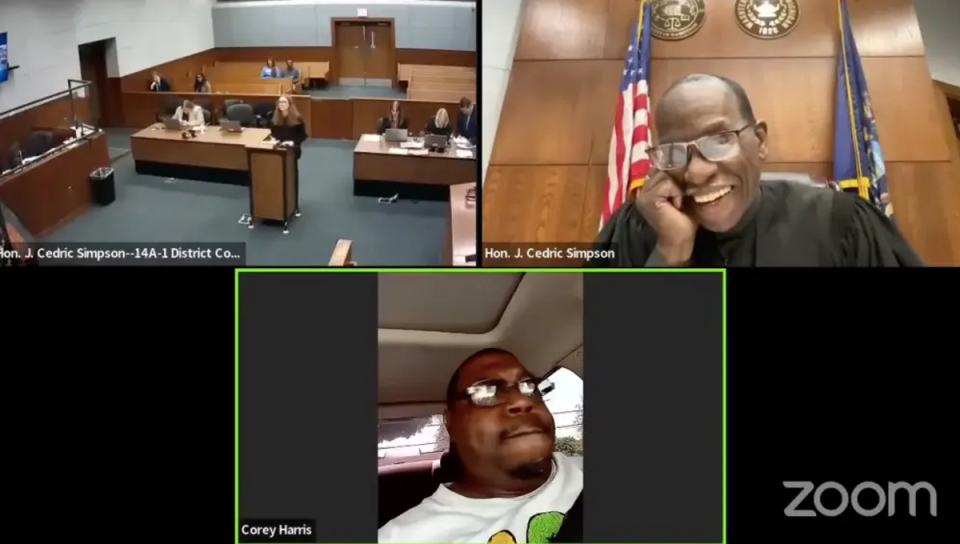 Corey Harris said he spent two days in jail following the hearing (Honorable Judge Cedric Simpson via Storyful)