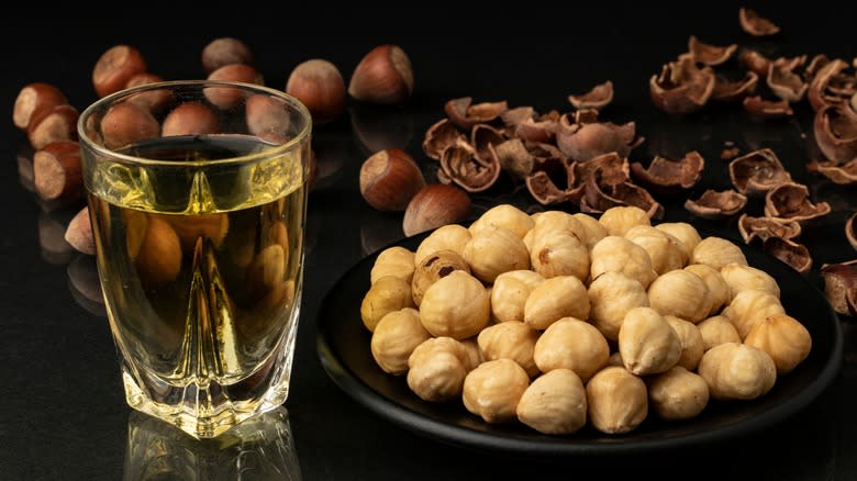 hazelnut liqueur and hazelnuts