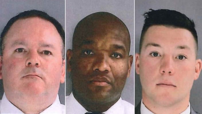 Sharon Hill police officers (from left) Brian Devaney, Devon Smith and Sean Dolan have been charged with 12 criminal counts of manslaughter and reckless endangerment in the shooting death of 8-year-old Fanta Bility. (Photos: Delaware County District Attorney’s Office)