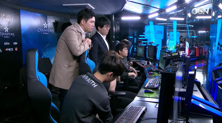 Samsung Galaxy in the booth after their loss to KT Rolster (Twitch/OnGameNet)