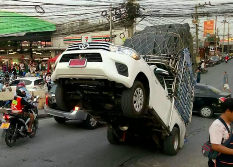 Embarrassing: The driver probably should have realised what would happen to his truck (SWNS)