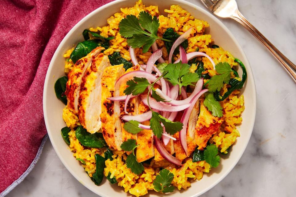 Curried Chicken & Garlic Golden Rice