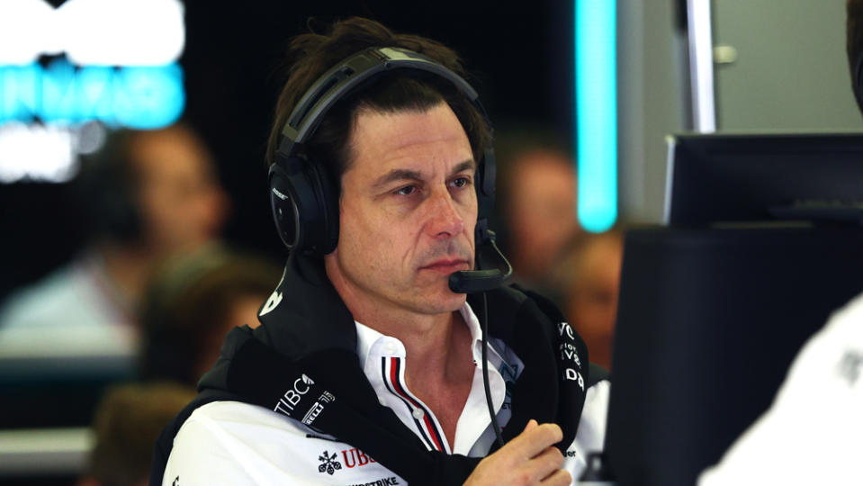 Toto Wolff during a practice session prior to the 2022 Austrian Grand Prix.