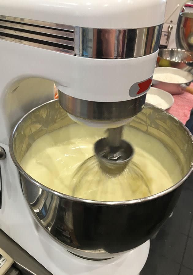 Egg yolks and flour are mixed in. Photo: Yahoo7 Be