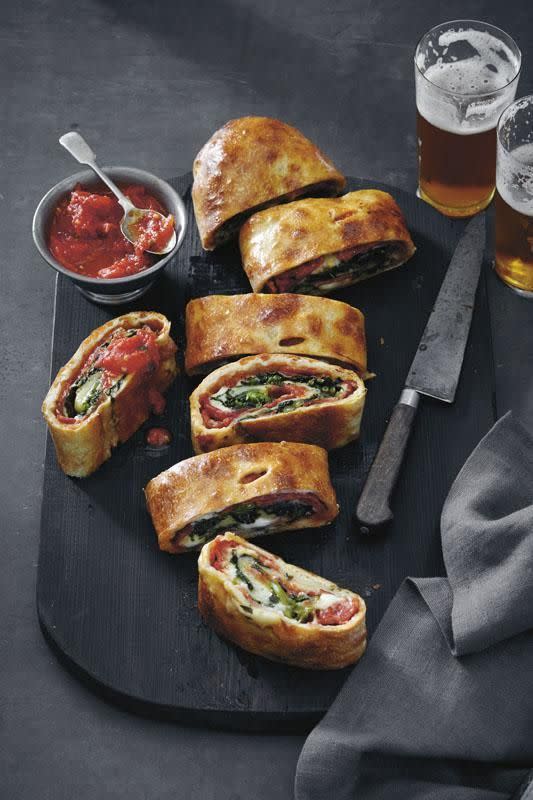 Stromboli with Sopressata, Rapini, and Provolone