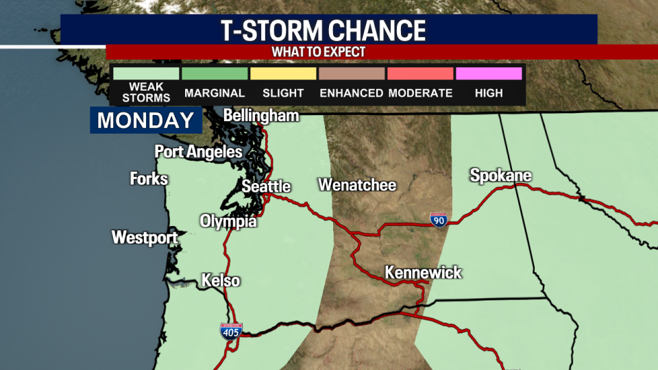 <div>Convective Outlook for Monday</div> <strong>(FOX 13 Seattle / FOX 13 Seattle)</strong>