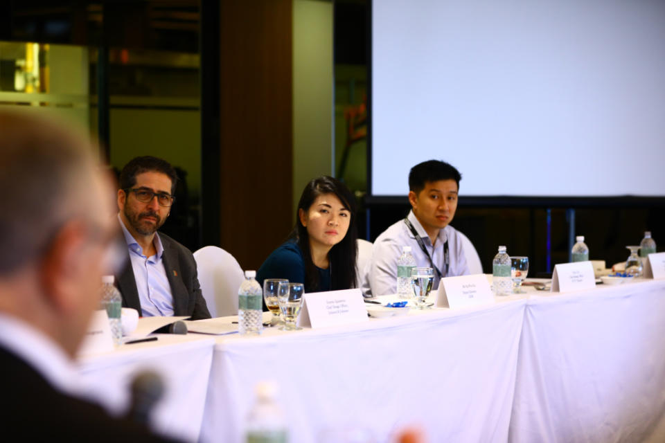 </a> Ernesto Quinteros (L), chief design officer of Johnson & Johnson, Ng Wen Xu, deputy director at the Singapore Economic Development Board, and Elvin Too, chief strategy officer of NTUC FairPrice. Photograph by Jordan Goh for Time Inc.