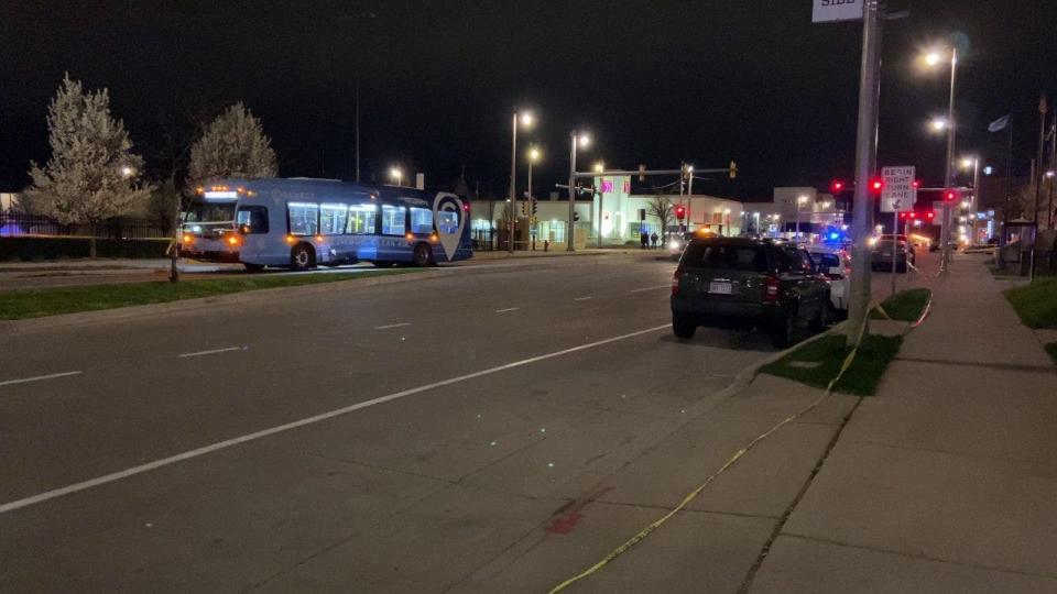 <div>The scene near 35th and Wisconsin, with the damaged bus</div>