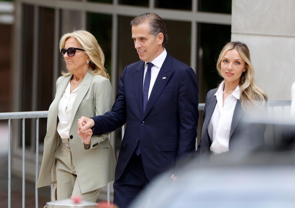 First lady Jill Biden, Hunter Biden and his wife, Melissa Cohen Biden, leave his federal gun trial in Wilmington, Del., on June 11, 2024, when a jury convicted him of lying on a federal screening form about his drug use, lying to a gun dealer and possessing the gun.