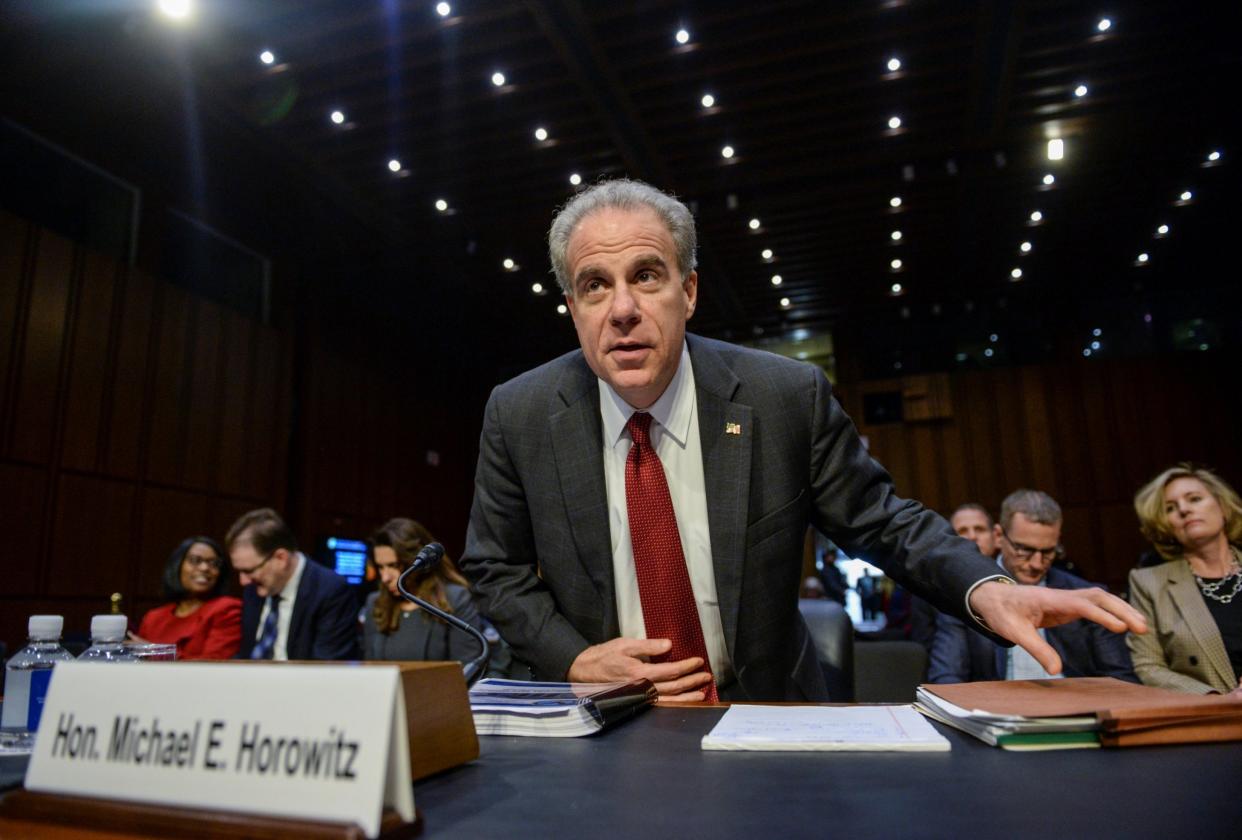 Michael Horowitz, the Justice Department Inspector General, prepares to give evidence to the Senate Judiciary Committee on his report into the FBI handling of the investigation into the 2016 Trump campaign's suspected ties to Russia: REUTERS