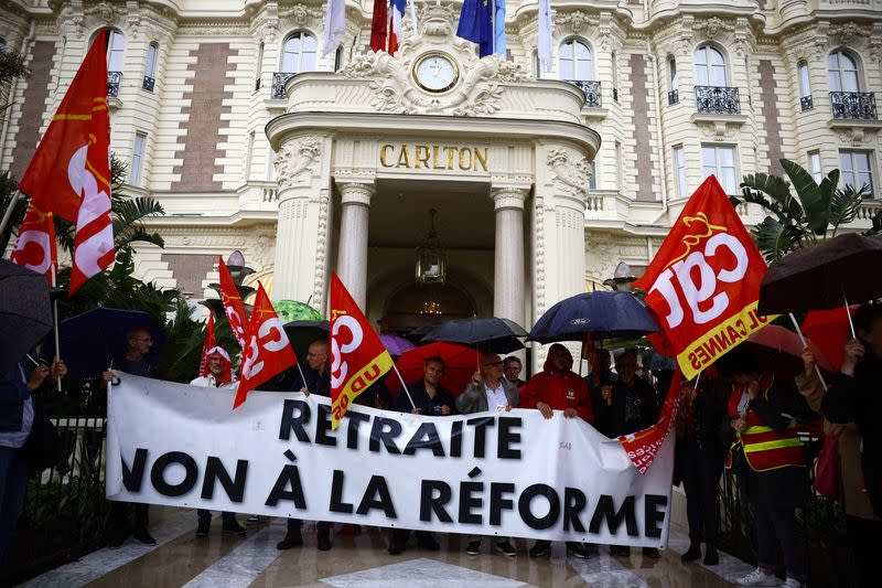 The 76th Cannes Film Festival - Demonstration against pension reform law
