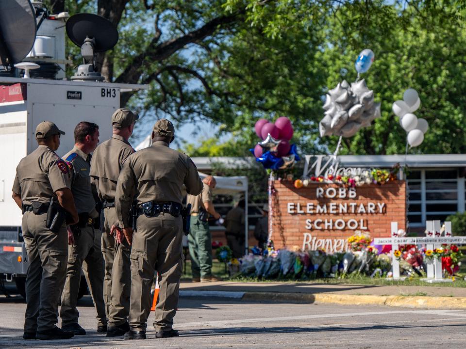 Uvalde law enforcement outside of Robb Elementary School on May 24.