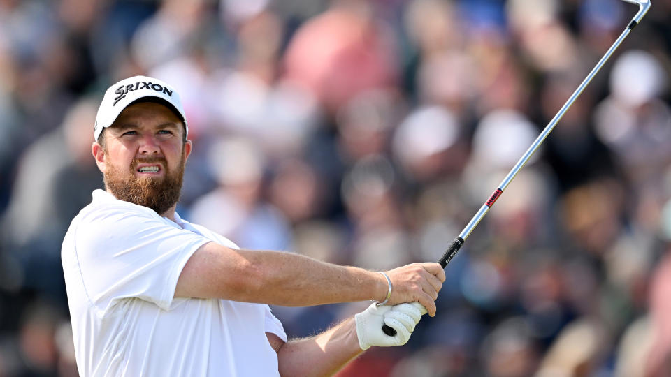 Shane Lowry of Ireland tees off on the 4th hole on Day Two of The 151st Open at Royal Liverpool Golf Club