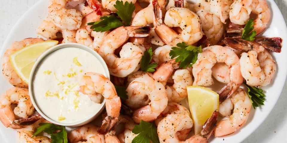 roasted shrimp cocktail with lemon horseradish aioli