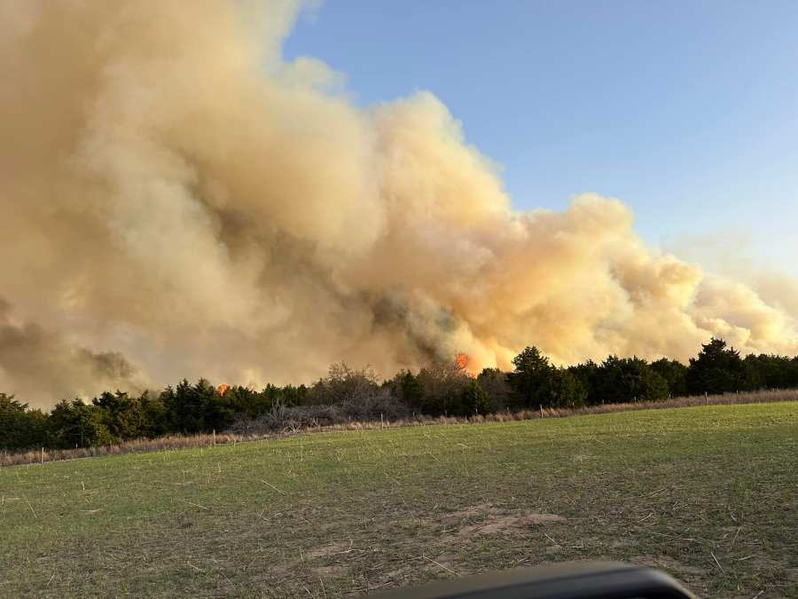 Picture of fire near Sharon. {Major County Emergency Management}